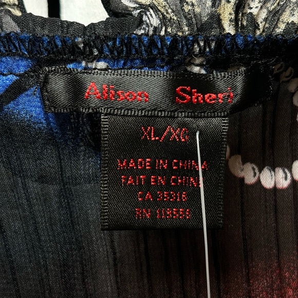 Alison Sheri - Y2K Long Sleeve Stylish Chic Red and Blue Women's Top in Size XL - Picture 9 of 11